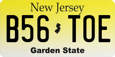 NJ license plate B56TOE