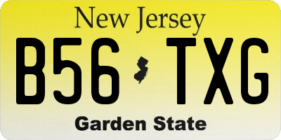 NJ license plate B56TXG