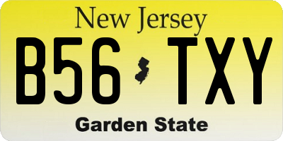 NJ license plate B56TXY