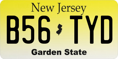 NJ license plate B56TYD