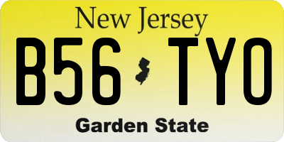 NJ license plate B56TYO