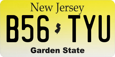 NJ license plate B56TYU