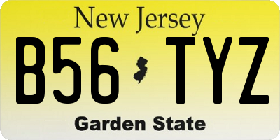 NJ license plate B56TYZ