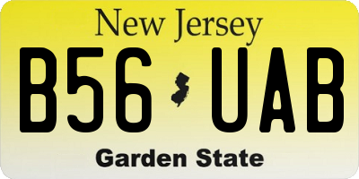 NJ license plate B56UAB