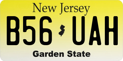 NJ license plate B56UAH