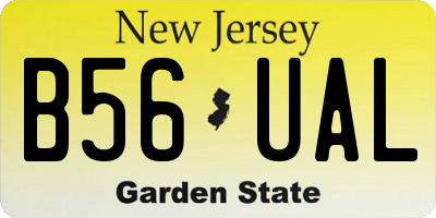 NJ license plate B56UAL
