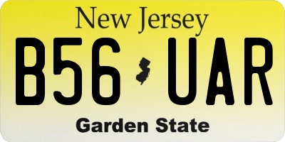 NJ license plate B56UAR