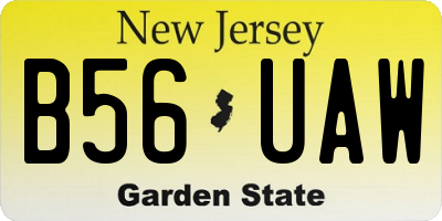 NJ license plate B56UAW