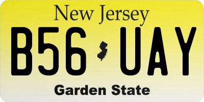 NJ license plate B56UAY