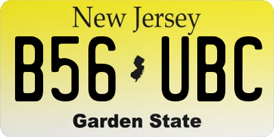 NJ license plate B56UBC
