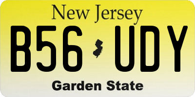 NJ license plate B56UDY