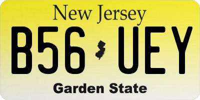 NJ license plate B56UEY
