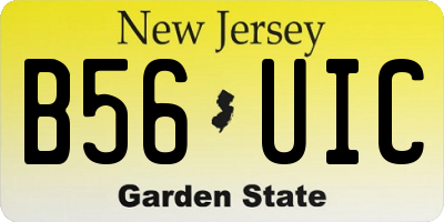 NJ license plate B56UIC