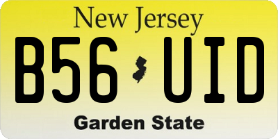 NJ license plate B56UID