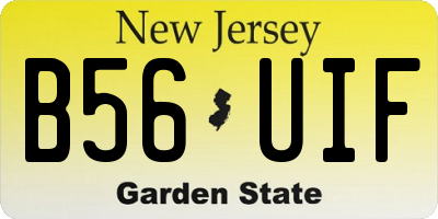 NJ license plate B56UIF