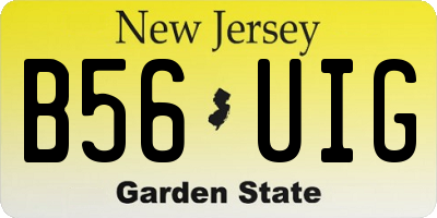 NJ license plate B56UIG