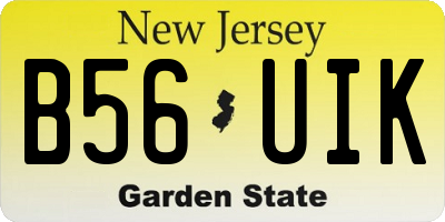 NJ license plate B56UIK