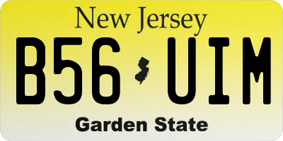 NJ license plate B56UIM