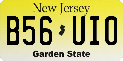 NJ license plate B56UIO