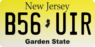 NJ license plate B56UIR