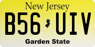NJ license plate B56UIV