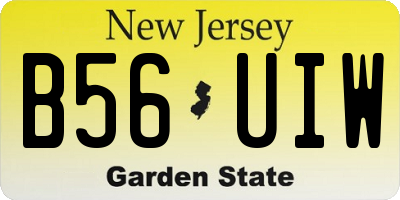 NJ license plate B56UIW