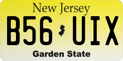 NJ license plate B56UIX