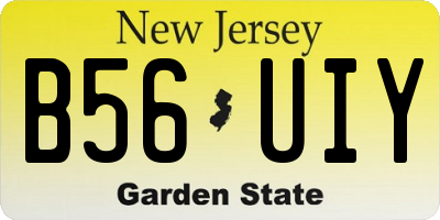 NJ license plate B56UIY