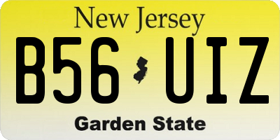 NJ license plate B56UIZ