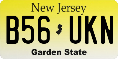 NJ license plate B56UKN