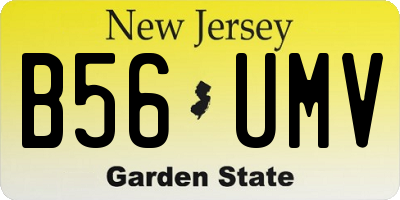 NJ license plate B56UMV