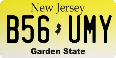 NJ license plate B56UMY
