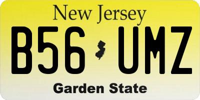 NJ license plate B56UMZ