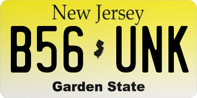 NJ license plate B56UNK