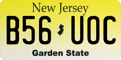 NJ license plate B56UOC