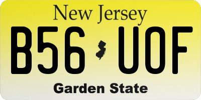 NJ license plate B56UOF
