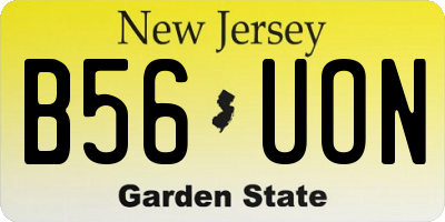 NJ license plate B56UON