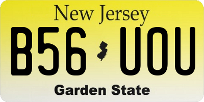 NJ license plate B56UOU