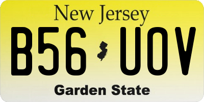 NJ license plate B56UOV