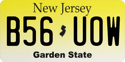 NJ license plate B56UOW