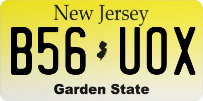 NJ license plate B56UOX