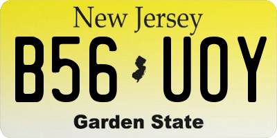 NJ license plate B56UOY