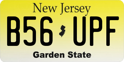 NJ license plate B56UPF