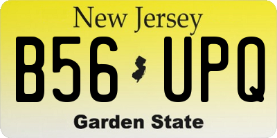 NJ license plate B56UPQ