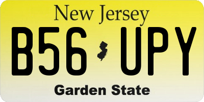 NJ license plate B56UPY
