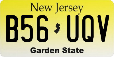 NJ license plate B56UQV