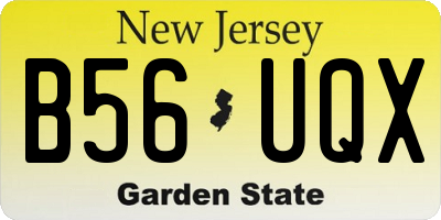 NJ license plate B56UQX