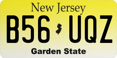 NJ license plate B56UQZ