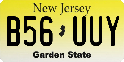 NJ license plate B56UUY