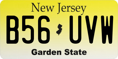 NJ license plate B56UVW